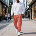 thumbnail image 6 of HaCpiu Men's Loose Fit Jogger Pants, Solid Elastic Waist Sweatpants with Pockets, Casual Soft Fleece Track Cuff Gym Trousers, Pink S, 6 of 8