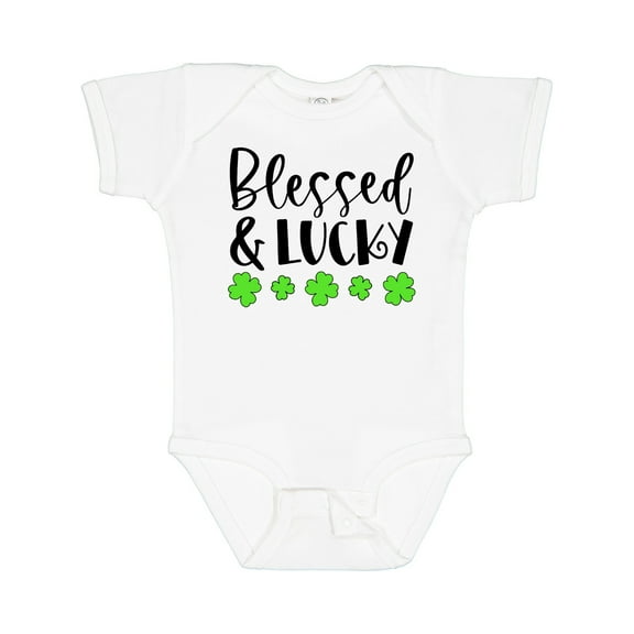 Inktastic Blessed and Lucky 4 Leaf Clovers St. Patrick's Day Boys or Girls Baby Bodysuit