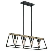 32 in. 4-Light Matte Black Finish Kitchen Island Pendant Chandelier Light