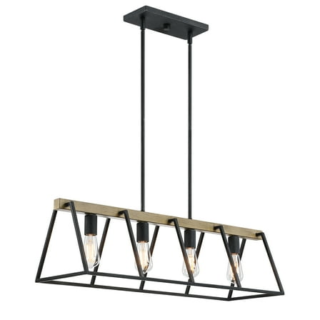 32 in. 4-Light Matte Black Finish Kitchen Island Pendant Chandelier Light