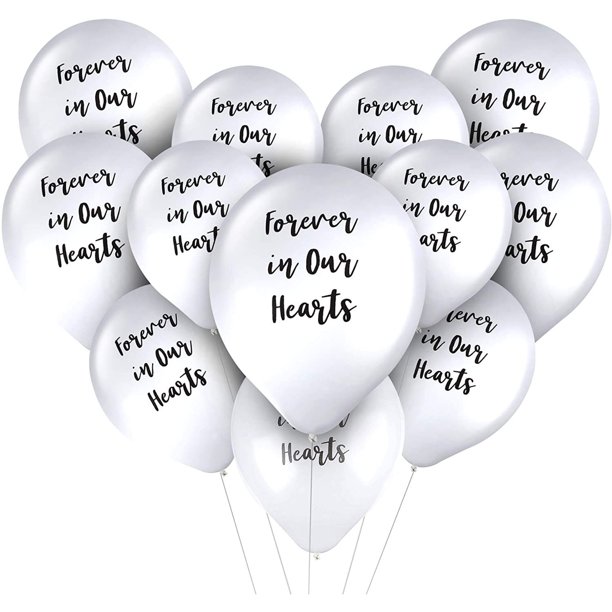 30 Pack Memorial Balloons Funeral Remembrance Forever In Our Hearts Latex Balloon Decorations 12 Walmart Com