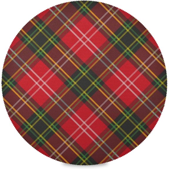 60"X 60" Christmas Plaid Red and Green Elastic Fitted Edged Round Tablecloth Fade Resistant Anti-Shrink Table Cloth Washable Table Cover for Banquet Home Indoor or Outdoor