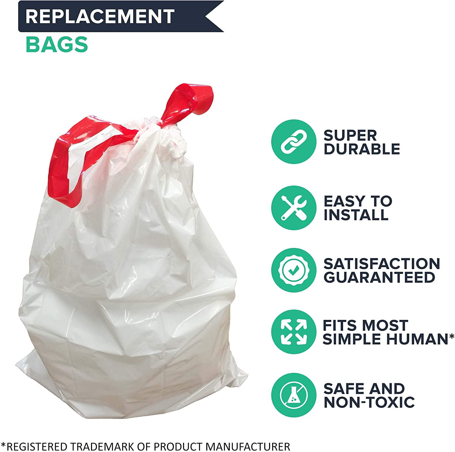 100 REPL Simplehuman� Durable Garbage Bags size C 10-12L / 2 Gallon