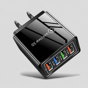 4 Outlets, Black, Wall Cell Phone Charger, High Power 20W