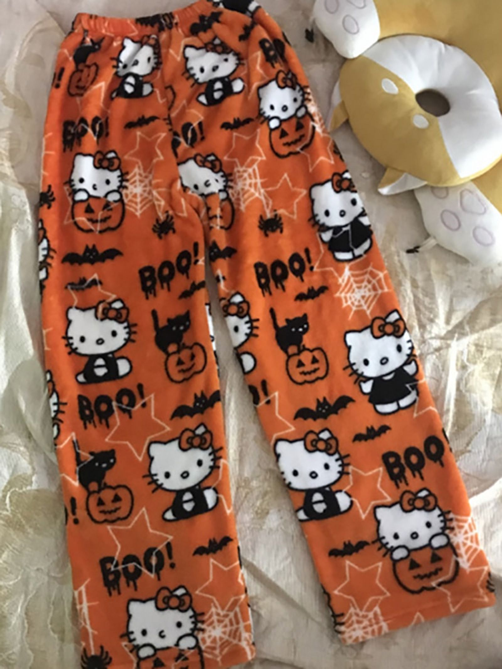 Kawaii Hello Kitty Sanrio Anime Cartoon Coral Fleece Pajama Pants Soft ...