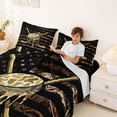 thumbnail image 4 of Manfei Camo Hockey Flag Queen Sheets, Drip Sports Queen Sheet Sets, Brown Black, Black Reversible 4 Pieces (1 Flat Sheet, 1 Fitted Sheet and 2 Pillowcases), 4 of 6