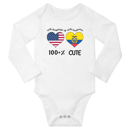 

50% American + 50% Ecuadorian = 100+% Cute Baby Long Slevve Bodysuits Unisex Gifts (White 6-12 Months)