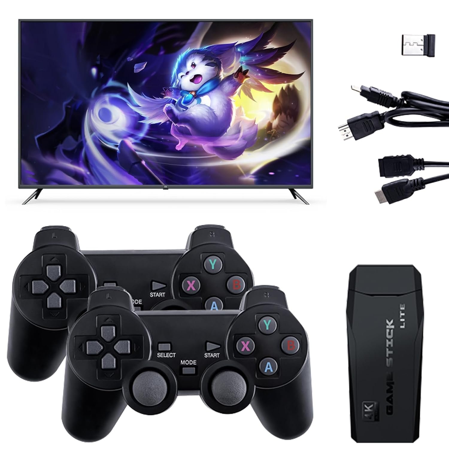 Wireless Retro Handheld Game Console Retro Game Console Built - in 20 000+ Plug and Play Retro Video Games Equipped with 9 Classic simulators 4K HD HDMI Output and Dual 2.4G Wireless Controller
