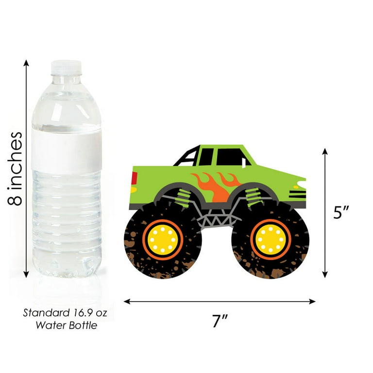 Editable Monster Truck Water Bottle Label Monster Truck 