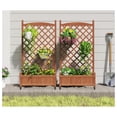 thumbnail image 2 of Raised Garden Bed with Trellies 2 Pack, Outdoor Wooden Planter Box & Plant Stand with Climbing Racks, 2 of 6