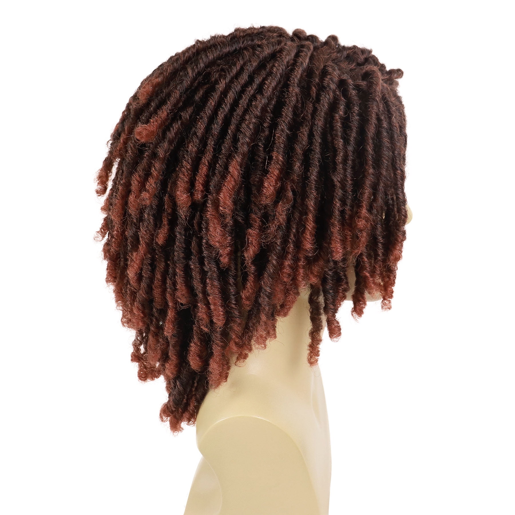 Short  Faux Locs Braided Wig for Man Black ColorTwist Hair Dreadlocks Wig Natural Synthetic Hair Wig with Bangs