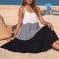 thumbnail image 6 of Womens Sundresses Summer Sleeveless Gradation Pleated Strap Cami Maxi Dress fot Beach Black, 6 of 7