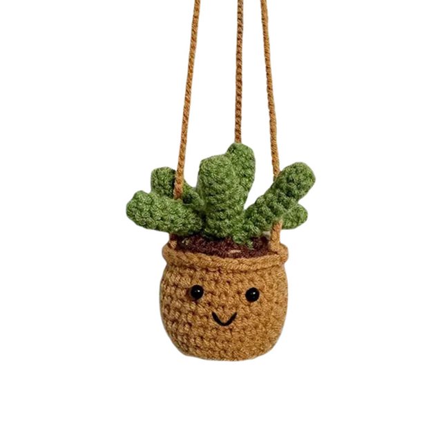 BKER Cute Face Potted Crochet Pendant Rearview Interior Design Pendants