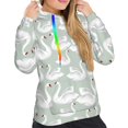 thumbnail image 5 of Yiaed White Birds Print Womens Casual Hoodies Crew Neck Long Sleeve Sweatshirts With Pocket Pullover Tops Women's Hooded Sweatshirt-Medium, 5 of 5