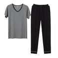 thumbnail image 2 of L-4X Plus Size Mens Pajama Sets Big & Tall Soft-Modal Loungewear Outfits 2 Pack Short Sleeve T-Shirts and Pants Sleepwear Set with Pockets, 2 of 3
