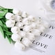 thumbnail image 5 of Xiao Hua Ramo de 8 tulipanes artificiales blancos con tacto real de PU, ideal para decoración del hogar, la oficina, fiestas y bodas., 5 of 5