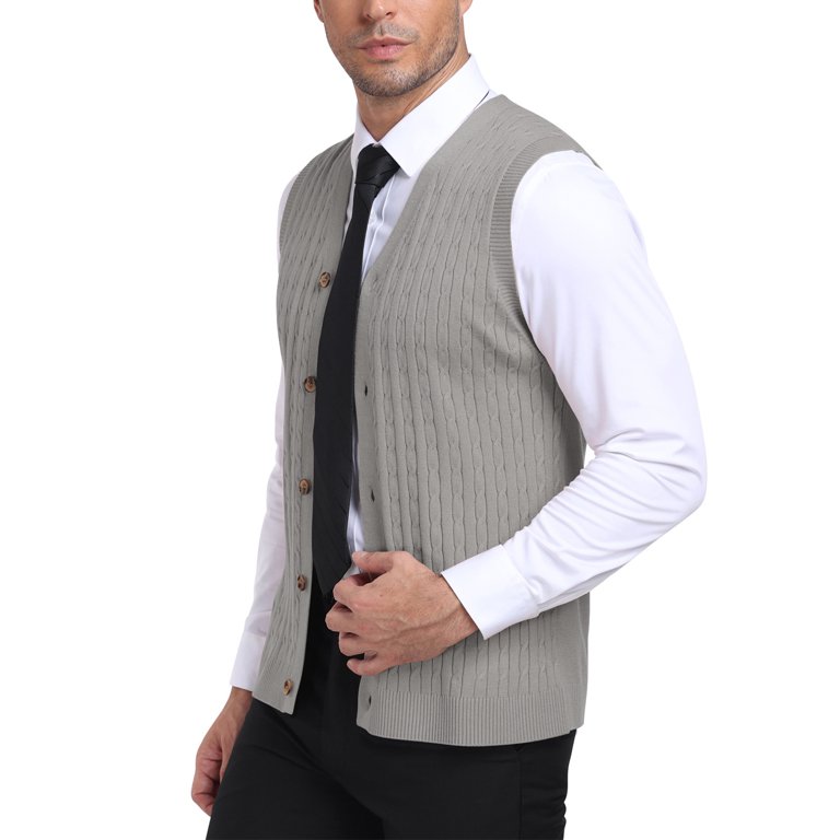Haomeili Men's Button-Down Sleeveless Sweater Vest photo 3