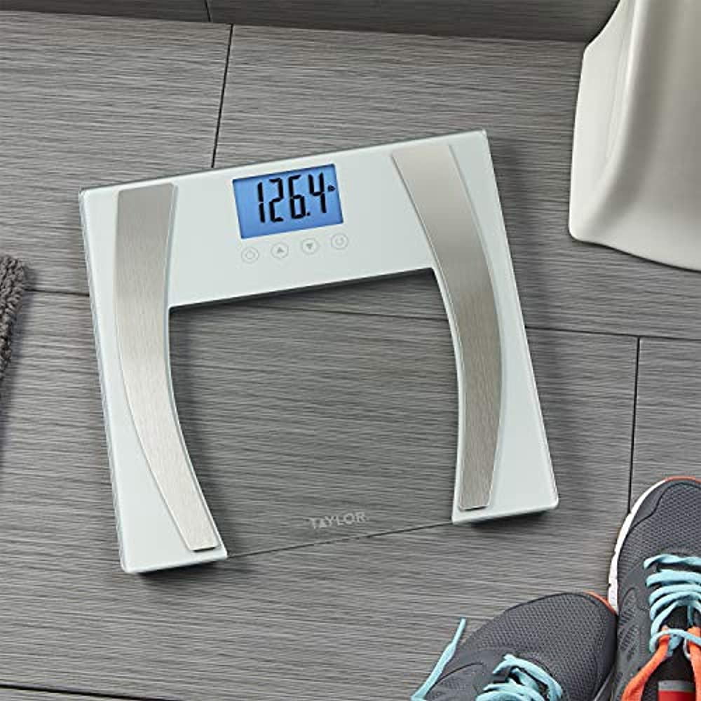 Taylor 12 x 12 inch Glass Digital Body Composition Scale Bathroom Scale Gray