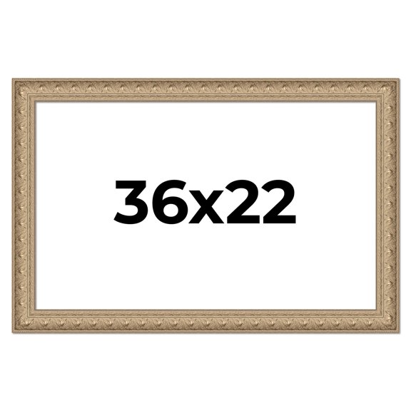 36x22 Frame Ornate Silver Beaded Solid Wood Picture Frame Width 2.5 Inches | Interior Depth 1