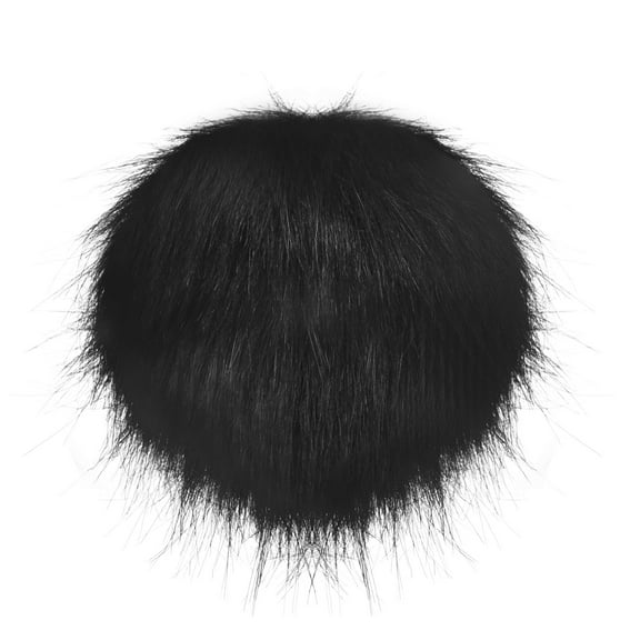 Uxcell 1-Pack Faux Fur Pom Poms, 4.7 Inch/ 12 cm Soft Fluffy PomPoms Balls with Elastic Loop for DIY[Black]