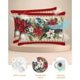 thumbnail image 2 of Hokiten King Size Pillow Cases Set of 2, Pillow Covers for Bed, Red Christmas Satin Pillowcases with Zipper for Hair/Skin, Pillow Protector Cover, Xmas Botanical Poinsettia Blue Balls 20x36 Inches, 2 of 6