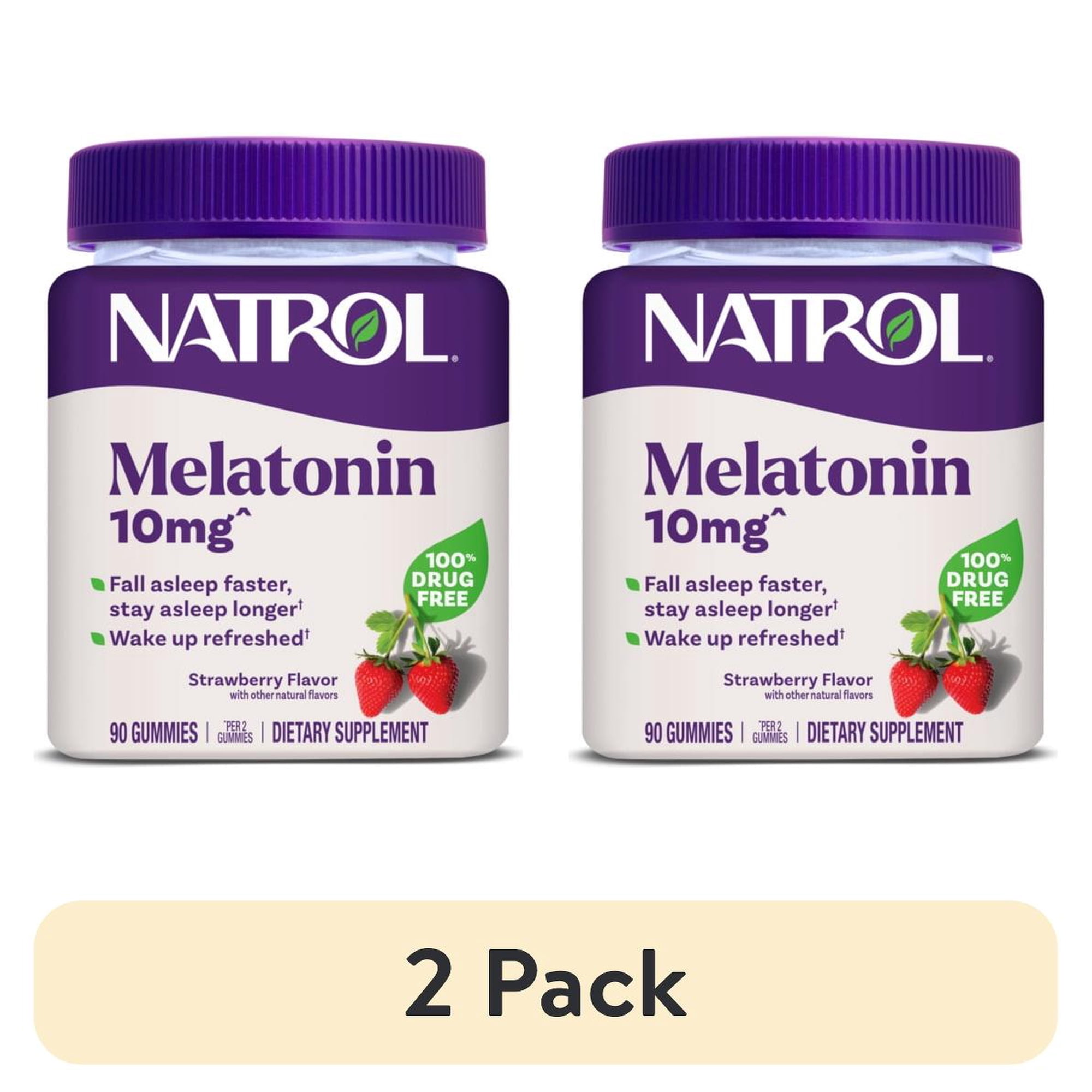 (2 pack) Natrol® Melatonin Gummies, Sleep Support for Adults, Strawberry Flavor, 10mg, 90 Count