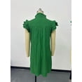 thumbnail image 4 of Aellinatey Womens Dresses V-Neck Drawstring Ruffle Cap Short Sleeve Side Pockets Dress, 4 of 10