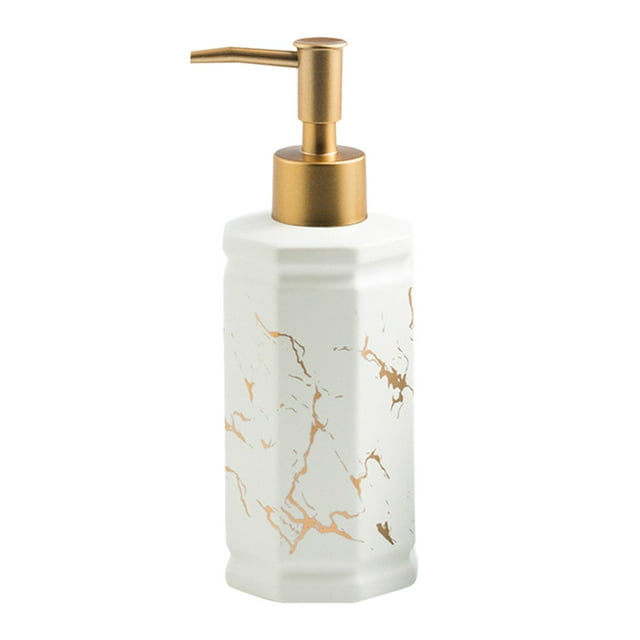 Dispensador de jabón líquido recargable de cerámica de 350 ml con bomba para decoración del hogar y el baño. Blanco