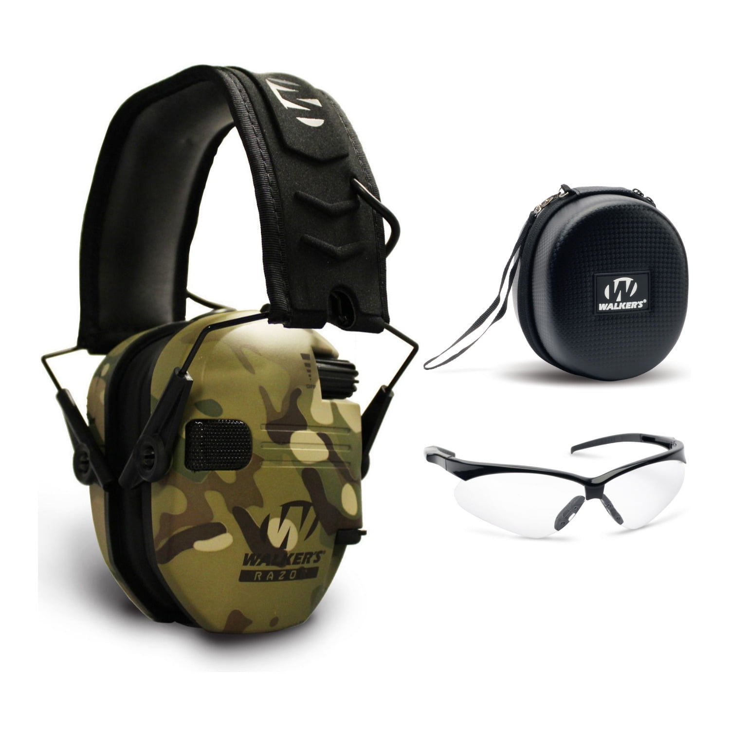 Walker’s Razor Slim Electronic Muff (Tan Camo) with Case and Shooting