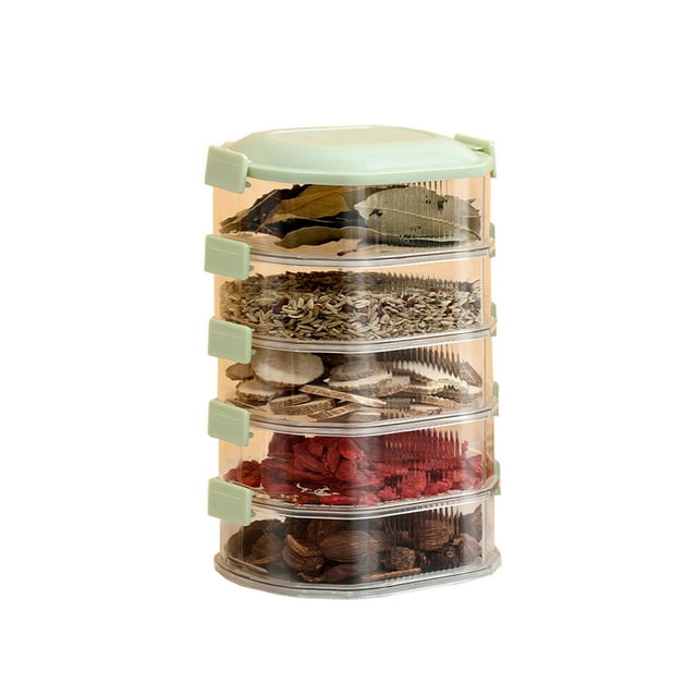 Contenedores de Almacenamiento de Alimentos Organizador de Especias de la Caja de Condimentos, Sellado Apilable Mantenimiento Fresco para la Despensa de Ajo de Jengibre de Escallión, Material Abs de P