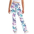 thumbnail image 6 of Odeerbi 2-13 Years Toddler Girls Wide Leg Yoga Pants Butterfly Print Workout Dance Athletic Sports Pants Cute Elasticity High Waist Straight Leg Pants, 6 of 9