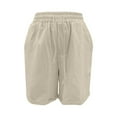 thumbnail image 5 of GZWYHT Running Shorts Shorts for Women Women's Summer Cotton And Linen Pocket Casual Shorts Lounge Pants Women Cotton Shorts Beige XXL, 5 of 7