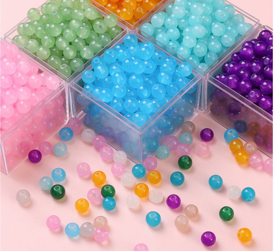 24 Color Glass Beads for Jewelry Making Bracelet Making Kit Bead  Kits, DIY Gemstone Beads Crystal Beads, Coated Glass Beads Round Beads for  Women Girls 8mm