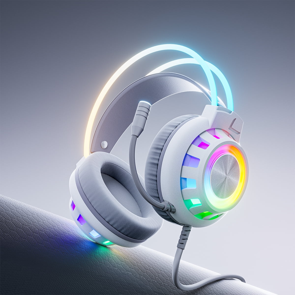 VEATOOL G3 USB Gaming Headset for PC, Computer Headphones with Microphone/Mic Noise Cancelling, 7.1 Surround Sound, RGB Light - Wired Headphones for PS4, PS5 Console, Laptop