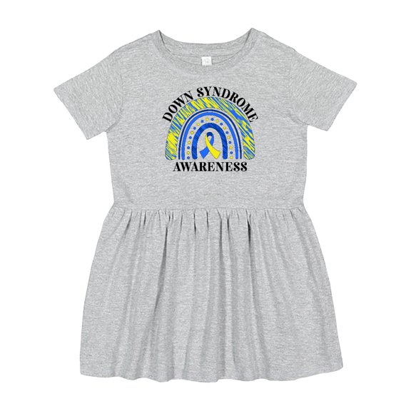 Inktastic Down Syndrome Awareness Blue and Yellow Rainbowt Girls Toddler Dress