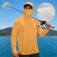 thumbnail image 2 of Bulopur Men’s UV Protection Fishing Shirt with Mask, Lightweight Hooded Sun Top in Solid Warm Orange for Boating, Camping and Summer Adventures, 2 of 8