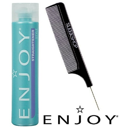 Enjoy STRAIGHTENER, Style - Straighten and Control Frizz, Coarse or Curly Hair (with Sleek Steel Pin Tail Comb) Straightening Gel (10 oz/300 ml (Best Tools To Straighten Curly Hair)