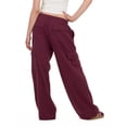 thumbnail image 4 of Forever 21 Women's Burgundy Cargo Trend Oversized Wide-Leg Jogger, Cargo Pocket Design for Athleisure & Lounging, M, 4 of 6