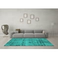 thumbnail image 3 of Ahgly Company Machine Washable Indoor Rectangle Oriental Turquoise Blue Industrial Area Rugs, 5' x 8', 3 of 4