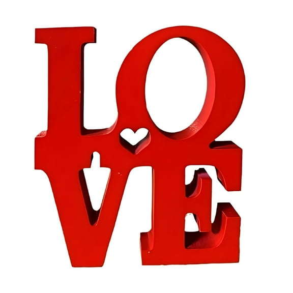 LAMIRO Valentine's Day LOVE Table Sign Wooden Love Letter Desktop Decoration Home Office Red Love Block Home Party Wedding Anniversary Ornament