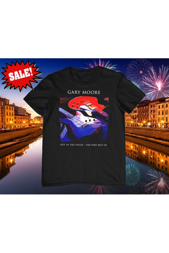 RARE New Hot Gary Moore Star Heavy Cotton Black Full Size Unisex Shirt TR642