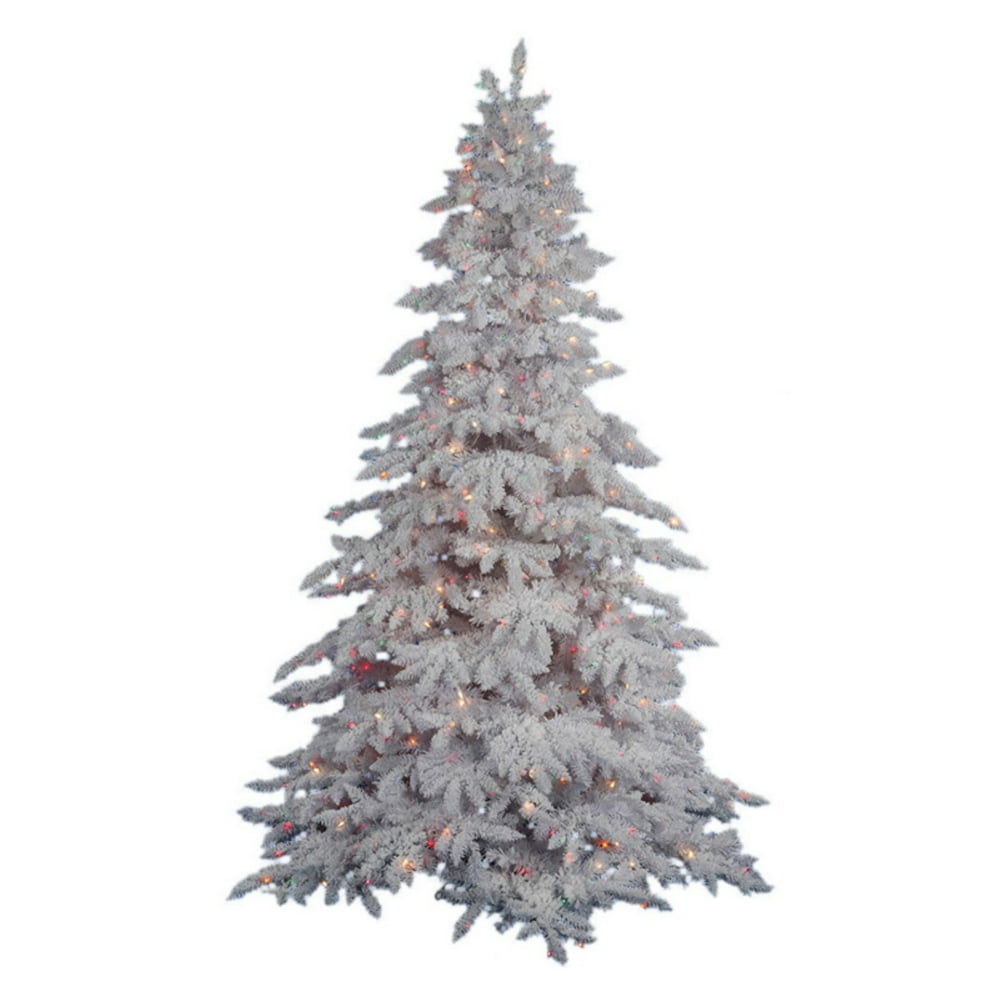 Vickerman Flocked White Spruce Prelit Christmas Tree