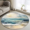 thumbnail image 2 of Area Rug 36in, Watercolor Ocean Waves Beach Floor Carpet Living Room Rug, Abstract Seaside Cloudy Sky Non-Slip Welcome Mat Indoor Rugs for Bedroom Dining Room, 2 of 9