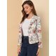 thumbnail image 2 of Chaqueta Tipo Blazer Informal Con Solapa De Muesca Y Manga Larga Para Mujer Beige-Floral L, 2 of 6
