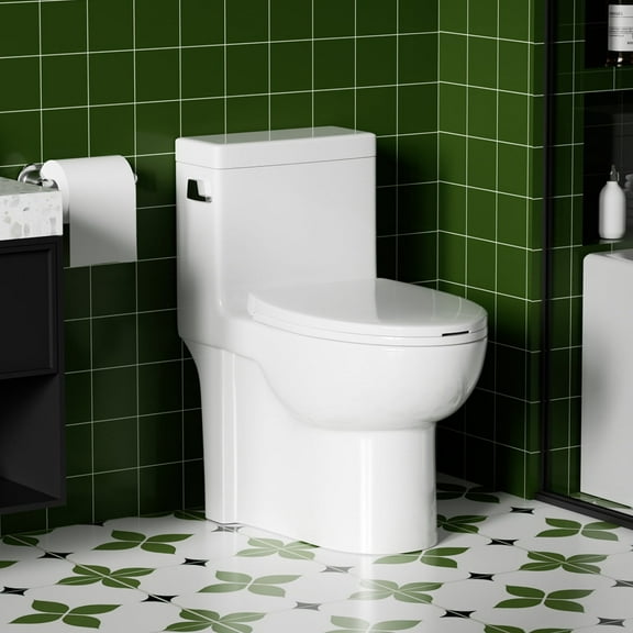 Deiokin 1.28 GPF One-Piece Toilet, Elongated Comfort Height Siphonic Tornado Flush, Soft Closing Seat, 1000g MaP Score, 12-inch Rough-In