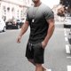 thumbnail image 2 of Mens Pantalones Casuales Cuello Redondo Impresión de Manga Corta Blusa Y Pantalones Cortos Traje, Pantalones de Traje para Hombres, 2 of 7