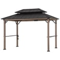 thumbnail image 3 of Sunjoy Wooden Grill Gazebo, 8 x 12 ft. Steel Hardtop Outdoor Gazebo for Year-Round Grilling, 2 Full Size Grills, Griddles or Smokers - Cook Station, Barbeque, Built-in Electrical Outlets, Brown, 3 of 10