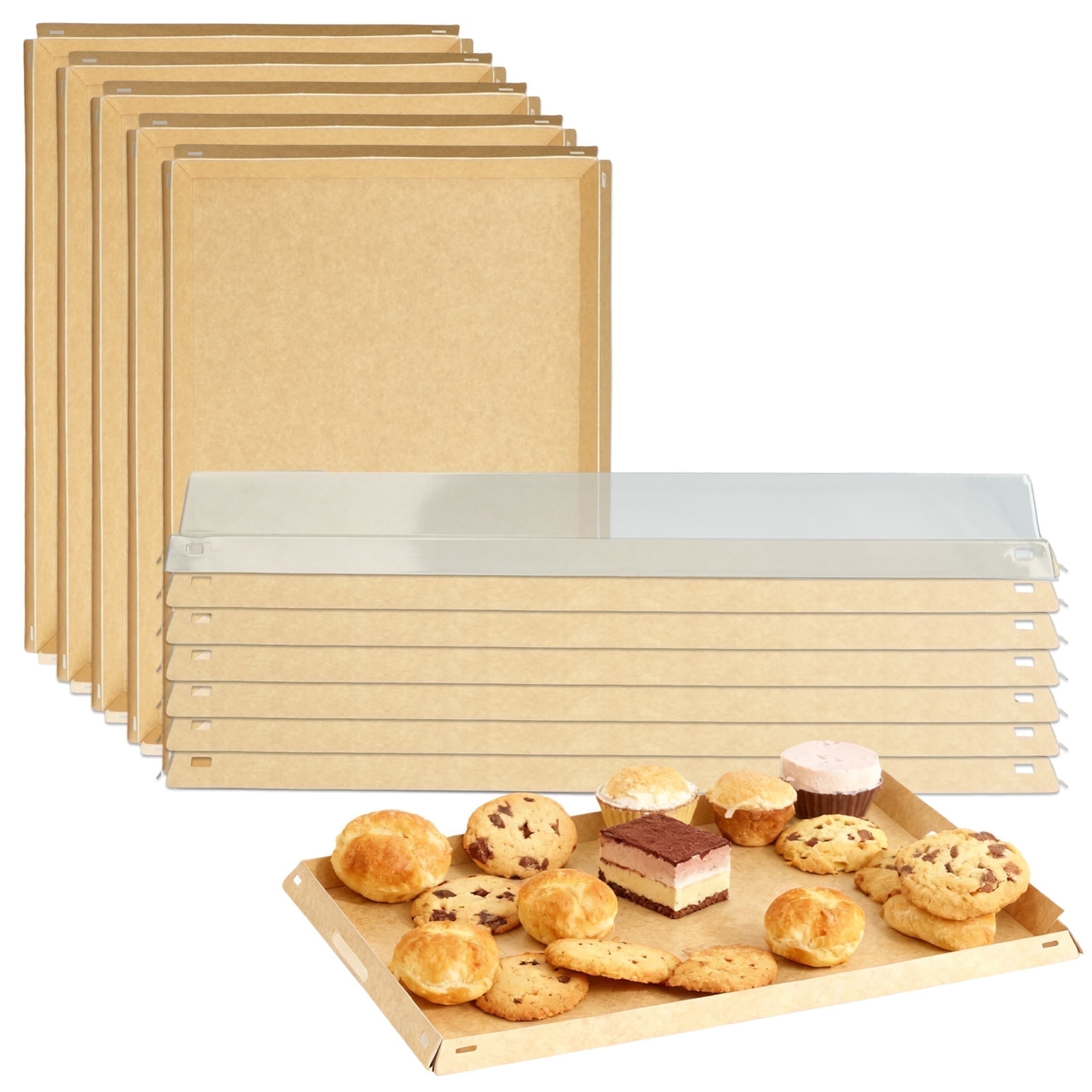 Verdelife 5 Pack Serving Platter Trays with Lids, Reusable Charcuterie Boxes for Entertaining, Grilling BBQ, Party Travel Platters for Sandwich Snacks, Fruit, Cookie