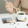 thumbnail image 6 of Disketp Elephant Giraffe On A Mountain Top Sunset Funny Coasters,6 Pcs Leather Coasters With Holder, Perfect Housewarming Hostess Gifts,Protect Furniture From Water Marks Scratch And Damage, 6 of 9