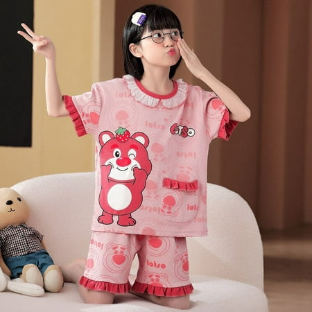 

Sanrioed Printed Children Short Sleeved Shorts Pajama Set Anime My Melody Cinnamoroll Hellokittys Kawaii Home Clothing Girl Gift